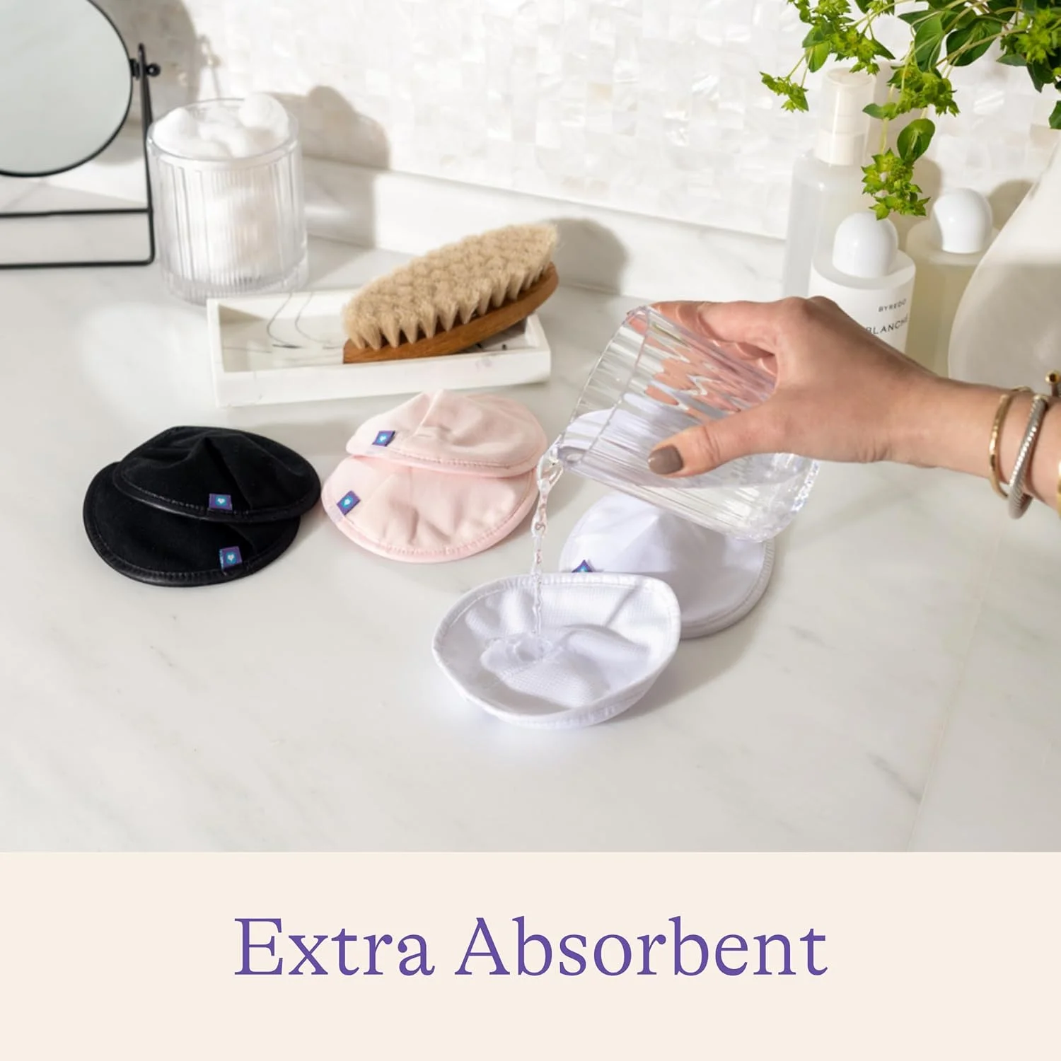 پدهای شیردهی قابل شستشو لانسینو برای مادران شیرده، 8 پد قابل شستشو، صورتی و مشکی