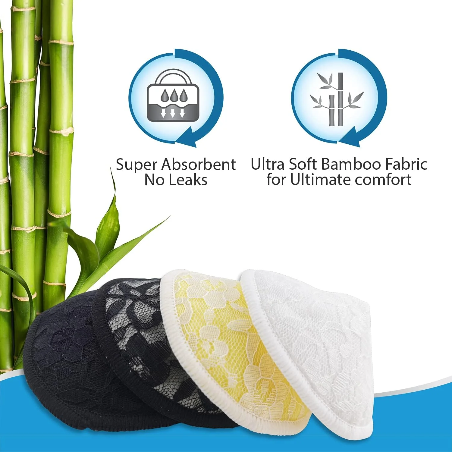 پدهای شیردهی قابل شستشو بامبو طبیعی Luv Lap برای مادران شیرده، مدل توری زیبا، شکل کانتوری برای تناسب اندام، شامل کیسه لباسشویی، جذب فوق العاده، 10 عدد