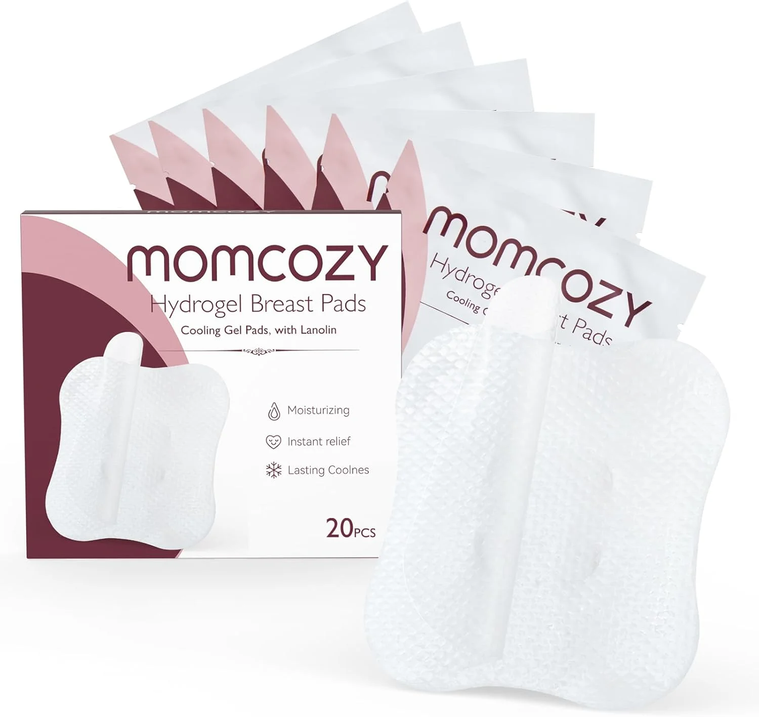 پدهای هیدروژل Momcozy حاوی لانونین تسکین دهنده، پدهای شیردهی ژلی Soothies، تسکین فوری خنک کننده، لوازم ضروری شیردهی، 20 عدد پدهای هیدروژل Momcozy حاوی لانونین تسکین دهنده، پدهای شیردهی ژلی Soothies، تسکین فوری خنک کننده، لوازم ضروری شیردهی، 20 عدد
