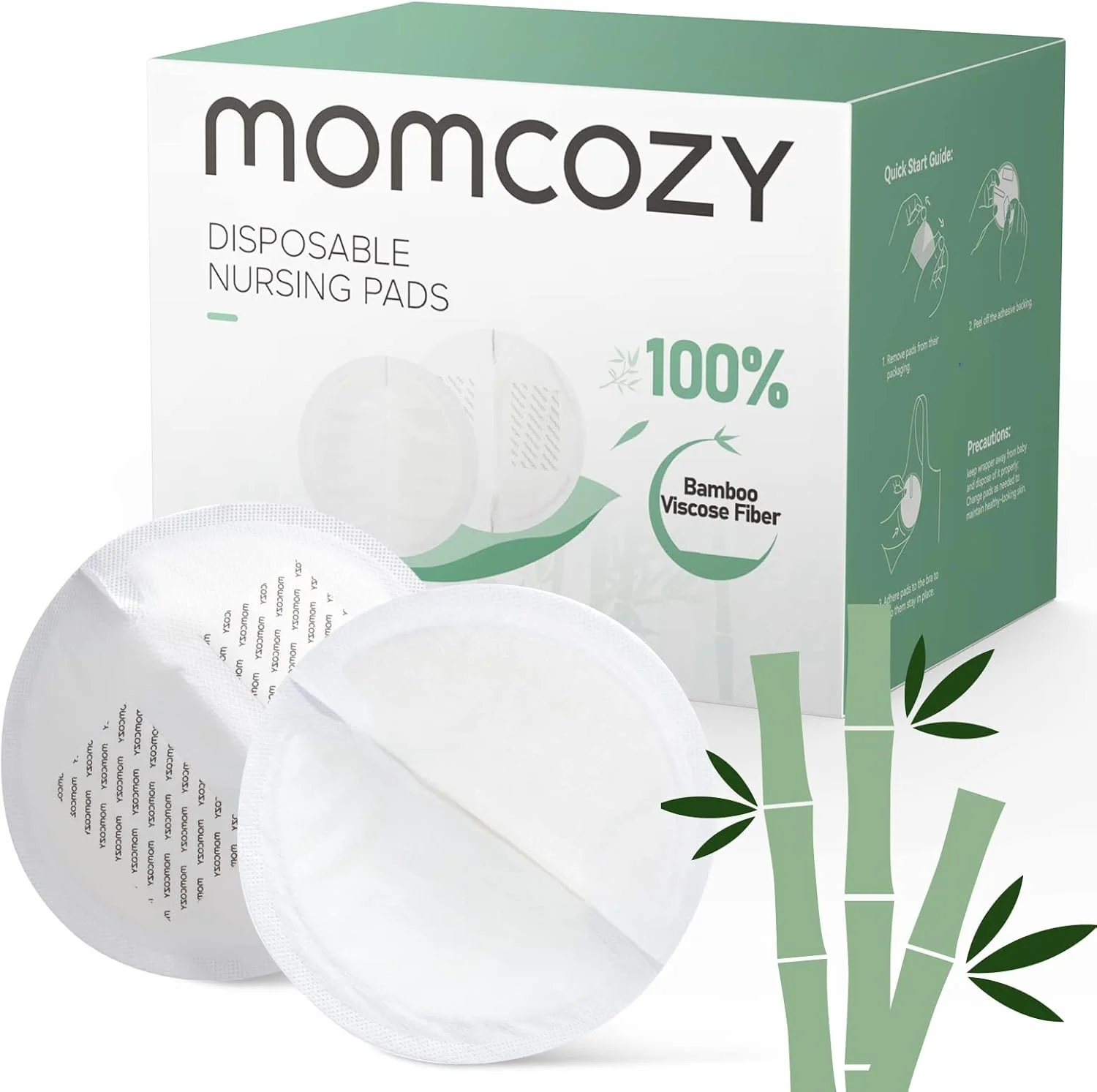 پدهای شیردهی یکبار مصرف الیاف بامبو Momcozy، 100% مواد طبیعی و 100% پدهای سینه زیست تخریب پذیر، لوازم ضروری شیردهی برای مادران، 80 عدد