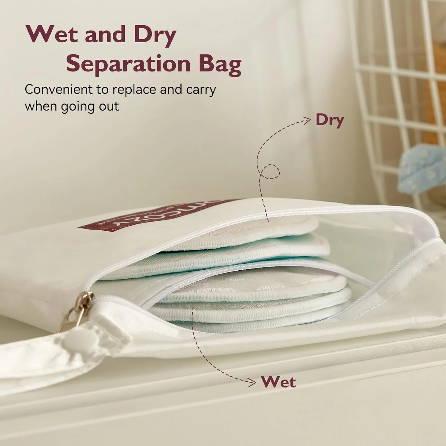 پدهای سینه قابل شستشو Momcozy، استفاده نوآورانه از پارچه جاذب و 4 لایه هسته فوق العاده جاذب، پدهای شیردهی قابل شستشو، جذب سریع و ضد نشت، بسته 14 عددی + کیف جداکننده خشک و مرطوب + کیف شستشو