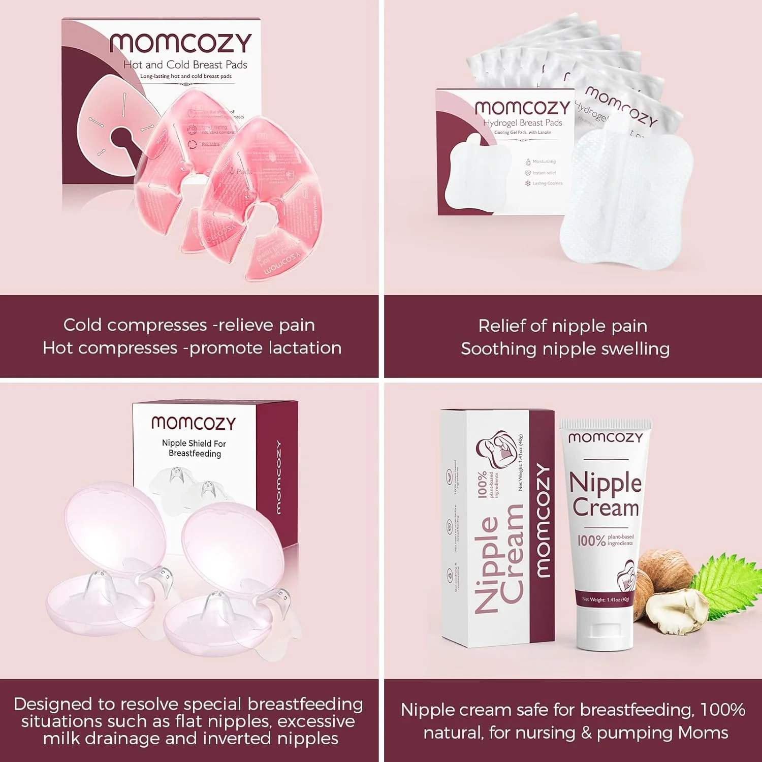 کمپرس سینه Momcozy، پدهای سینه گرم و سرد، بسته 2 عددی