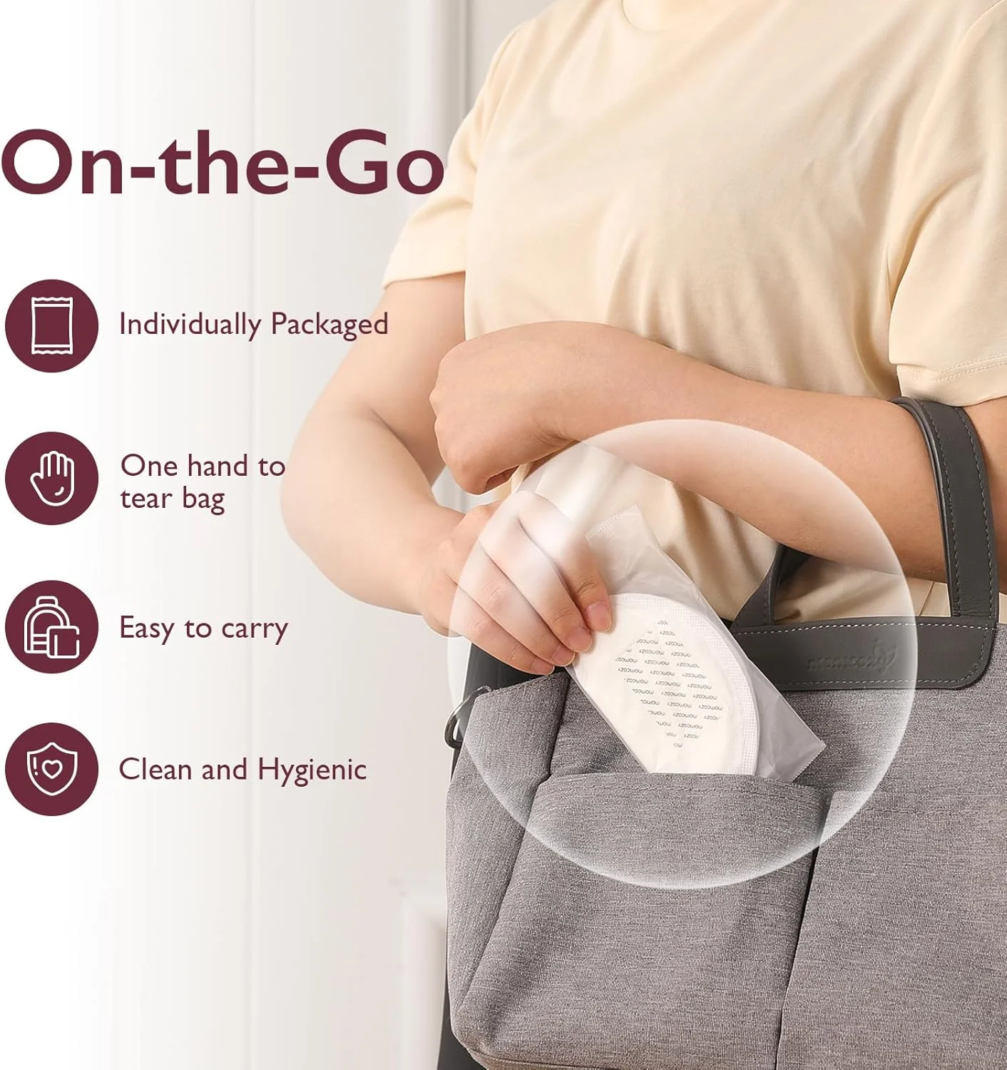 پدهای شیردهی یکبار مصرف فوق العاده نازک Momcozy، پدهای سینه قابل حمل فوق العاده جاذب و تنفسی برای مادران، خشک نگه داشتن مداوم، سبک و بدون بار کردن سینه ها، بسته بندی جداگانه (60 عدد)