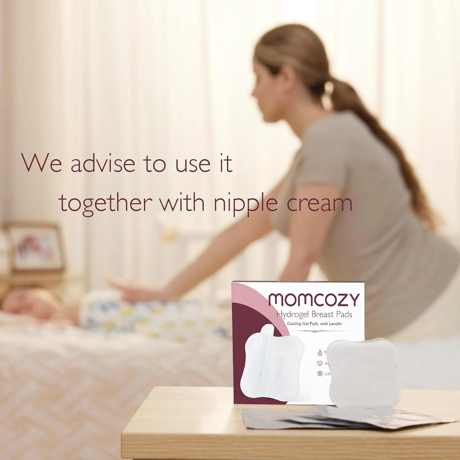 پدهای هیدروژل Momcozy حاوی لانونین تسکین دهنده، پدهای شیردهی ژلی Soothies، تسکین فوری خنک کننده، لوازم ضروری شیردهی، 20 عدد