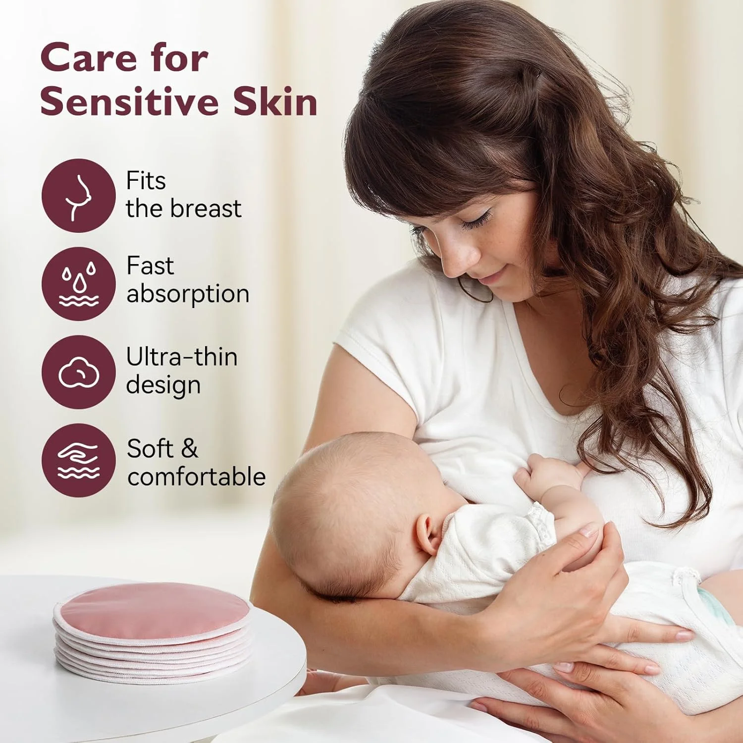 پدهای سینه قابل استفاده مجدد مام کوزی، استفاده نوآورانه از پارچه جاذب و پدهای شیردهی 3 لایه قابل شستشو، طراحی فوق العاده نازک، نامرئی، جذب سریع، ضد نشت، 6 عدد + کیف جداکننده خشک و مرطوب + کیف شستشو