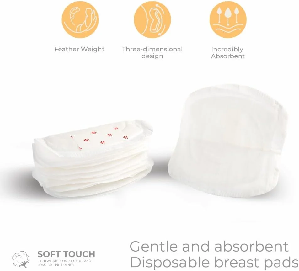 پدهای سینه یکبار مصرف Nurtur برای مادران شیرده - بسته 100 عددی - فوق العاده نازک، ضد نشت، بسته بندی جداگانه، نرم و تنفس پذیر با طراحی لانه زنبوری جذب سریع