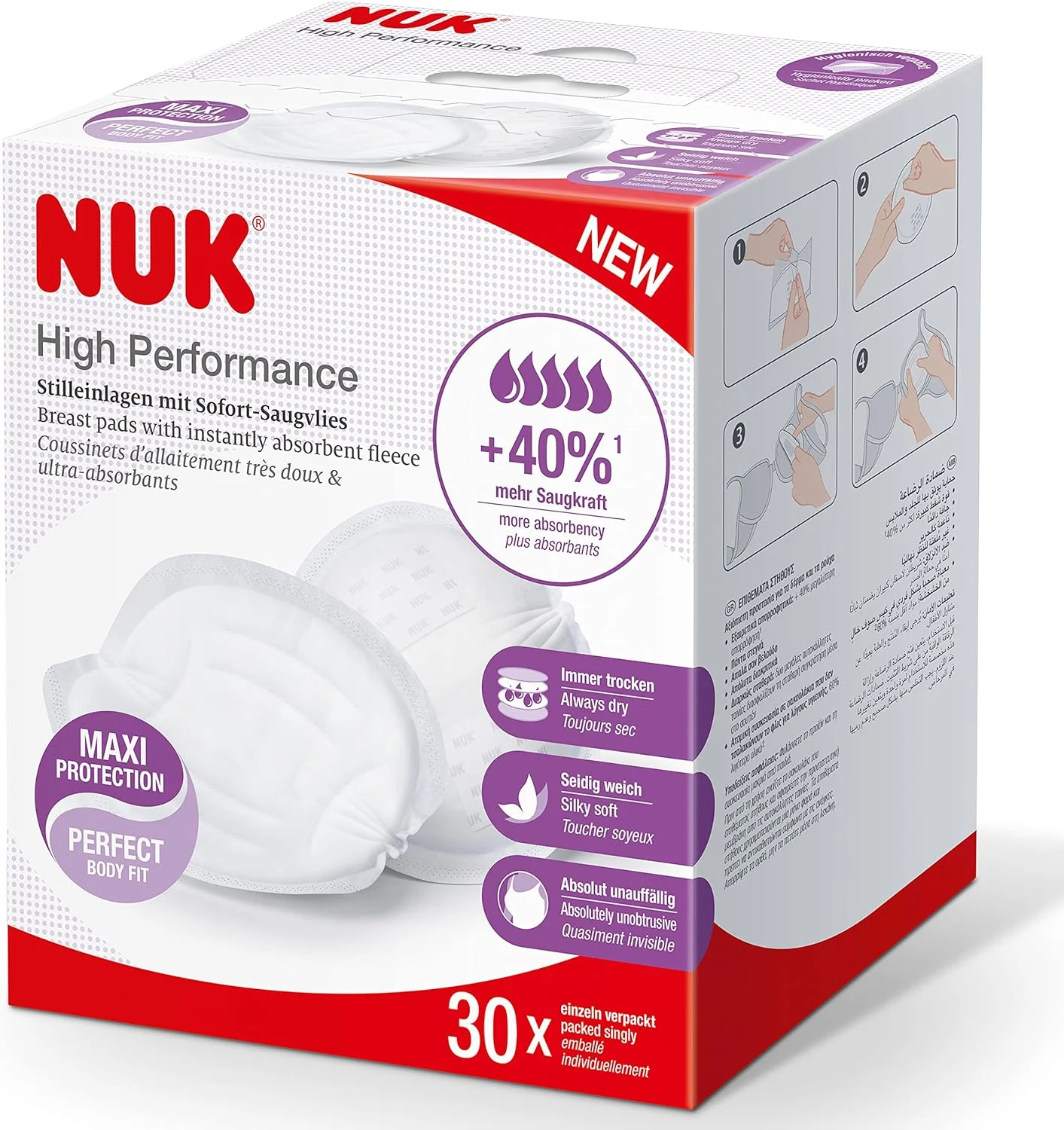 پدهای سینه یکبار مصرف با عملکرد بالا NUK | مناسب شیردهی 30 عددی
