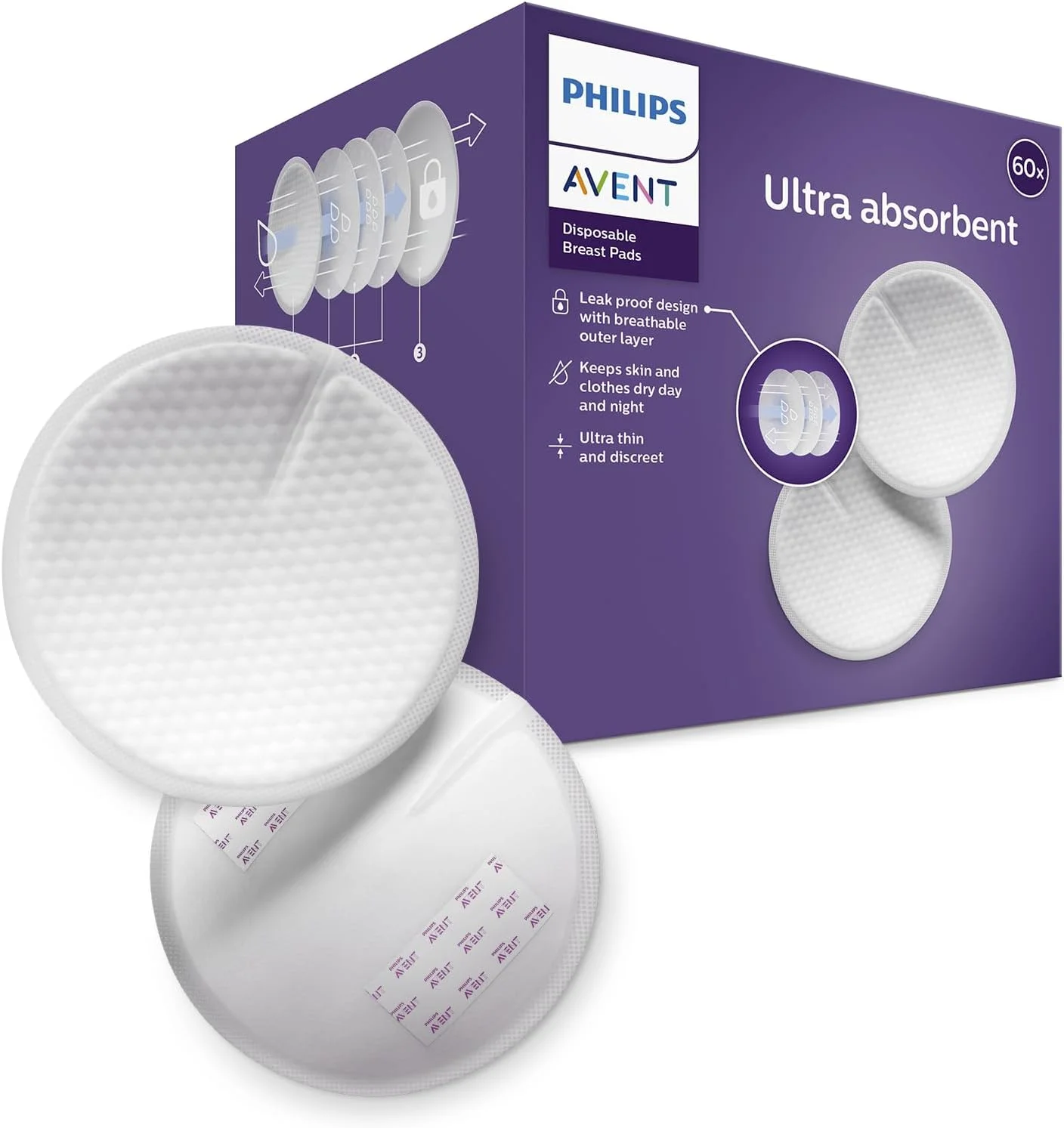 پدهای شیردهی یکبار مصرف فیلیپس اونت مدل ULTRA COMFORT بسته 60 عددی