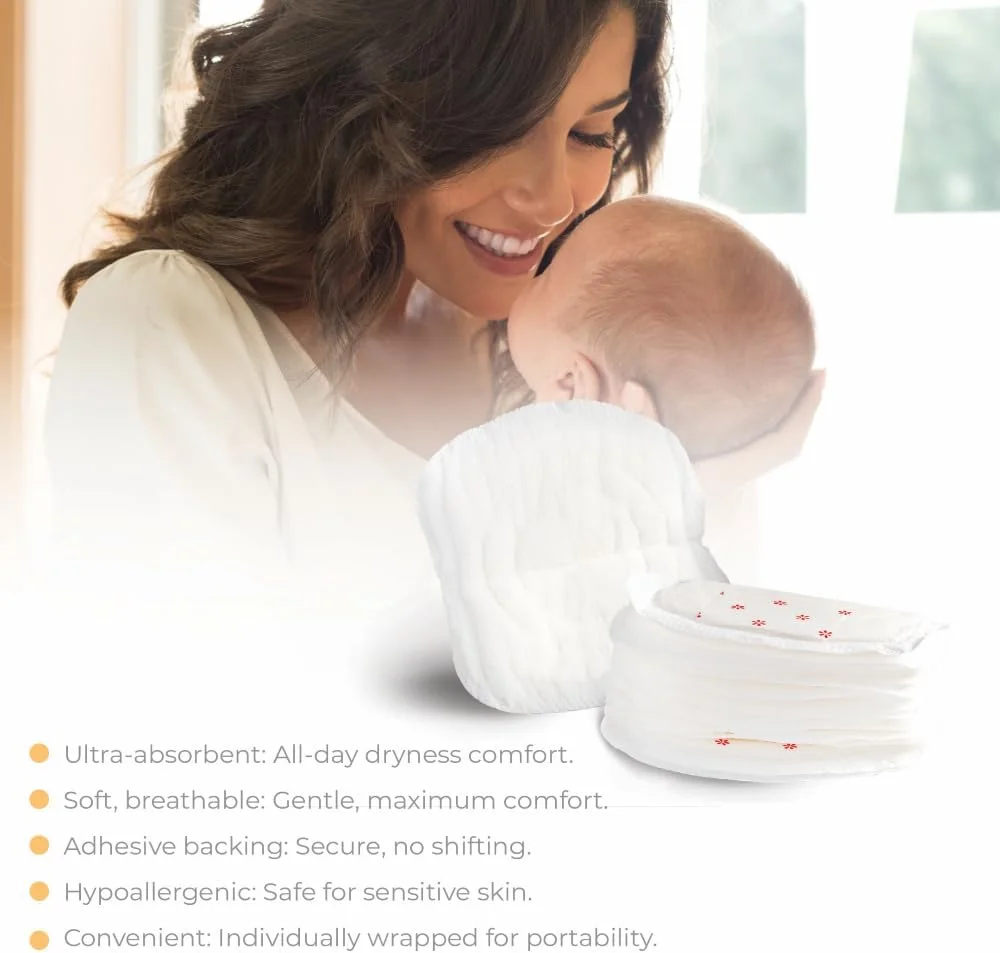 پدهای سینه یکبار مصرف نورتور برای مادران شیرده - بسته 48 عددی - فوق العاده نازک، ضد نشت، بسته بندی جداگانه، نرم و قابل تنفس با طراحی لانه زنبوری جذب سریع