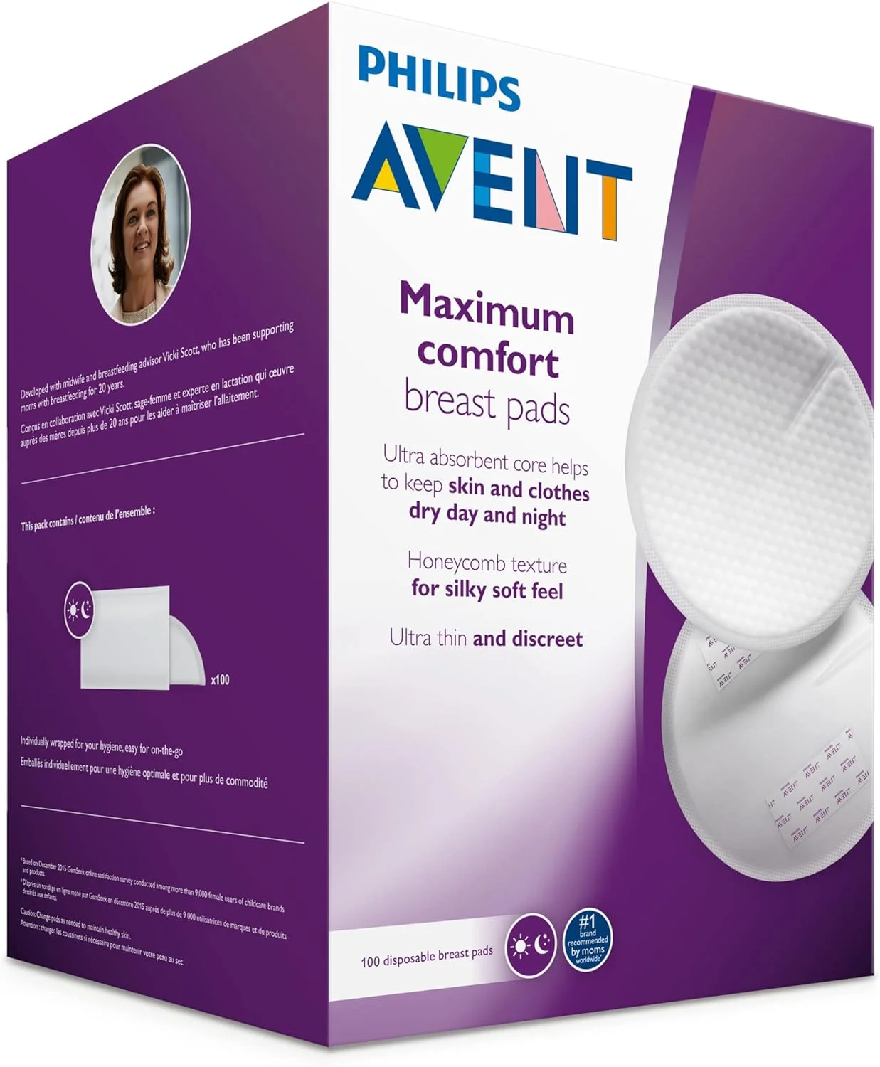 پدهای یکبار مصرف شیردهی اونت فیلیپس، 100 عددی، Scf254/13، سفید