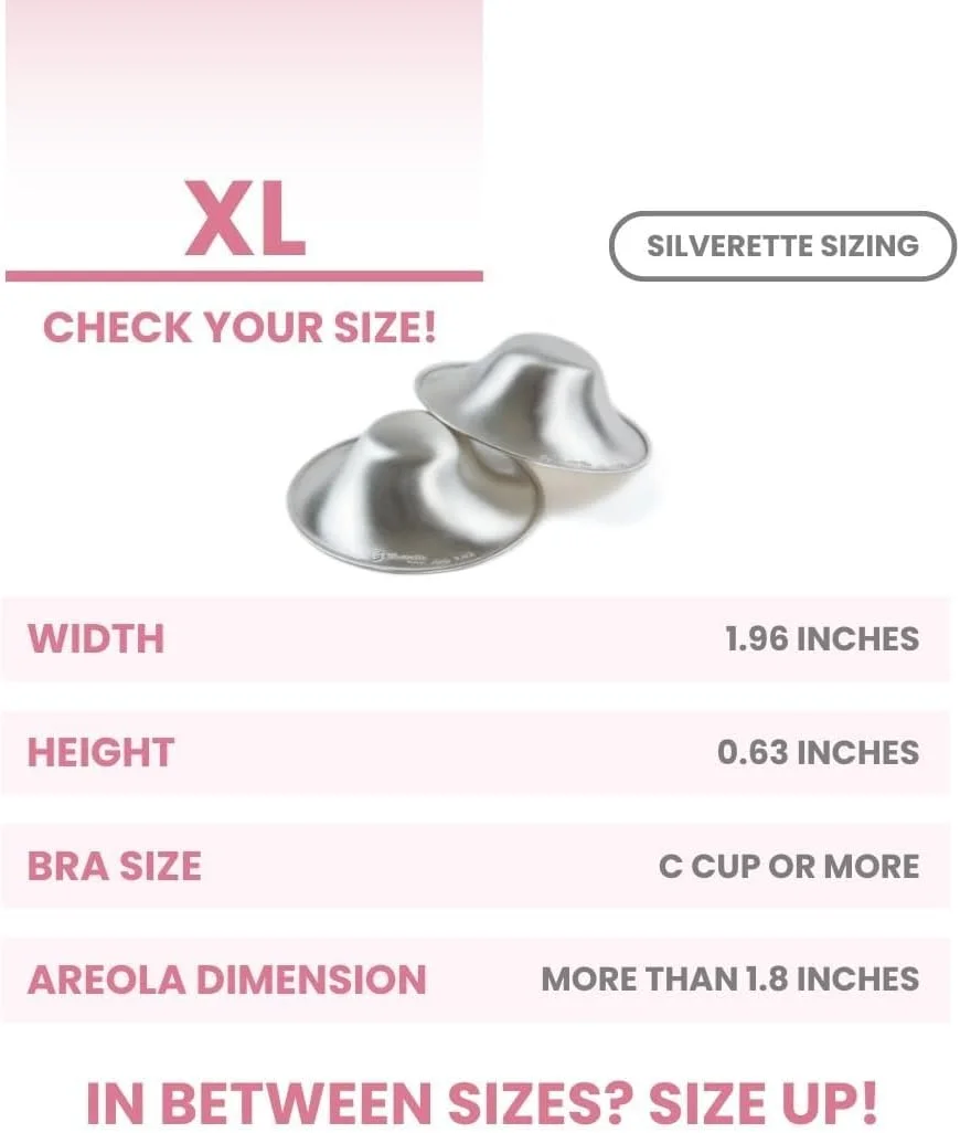 کاپ های شیردهی نقره ای اورجینال SILVERETTE XL - تسکین و محافظت از نوک سینه های شما در دوران شیردهی - ساخت ایتالیا (XL + O-Feel)