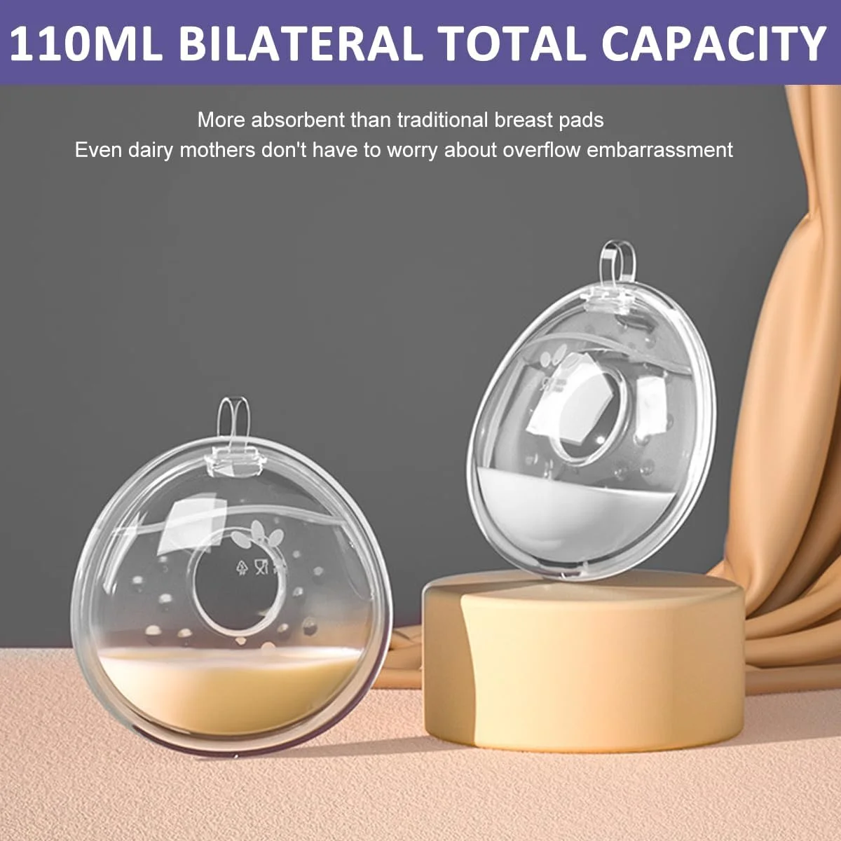 HANNEA® بسته 2 عددی جمع کننده شیر مادر برای شیردهی، فنجان های شیردهی سیلیکونی قابل استفاده مجدد، فاقد BPA با درجه غذایی، ضد نشت، راحت و قابل حمل، 160 میلی لیتر