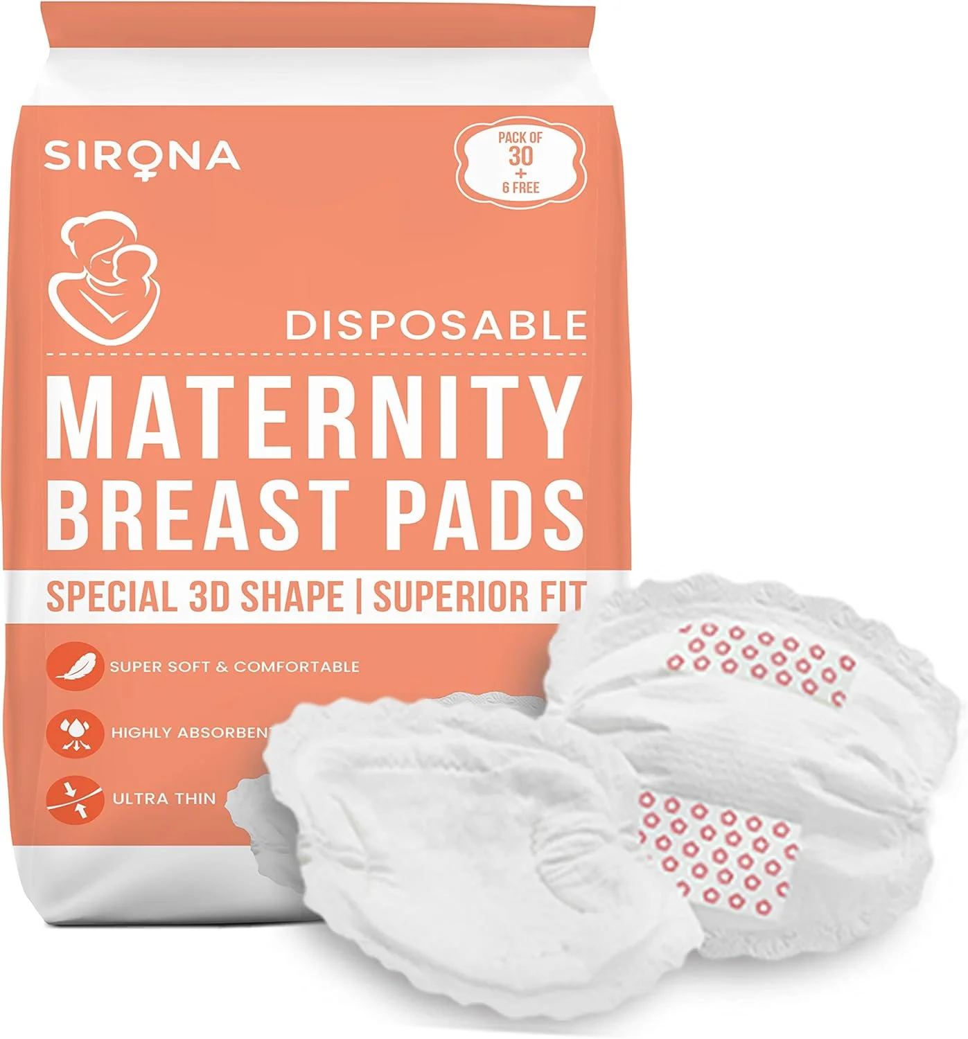 پدهای سینه یکبار مصرف شیردهی و بارداری سیرونا برای زنان (36 عدد در بسته) پدهای سینه یکبار مصرف شیردهی و بارداری سیرونا برای زنان (36 عدد در بسته)