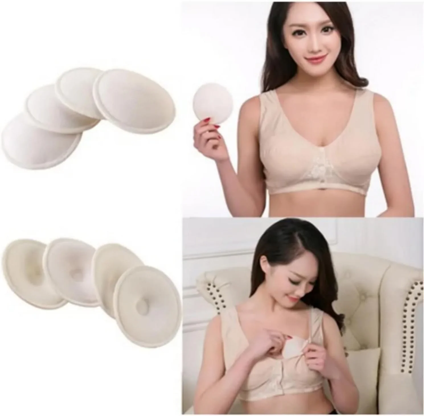 پد سینه شیردهی مادر SKEIDO، 4 عددی، قابل شستشو، ضد آب، پد تغذیه راحت، حوله پارچه ای اسفنجی، پدهای سینه قابل استفاده مجدد