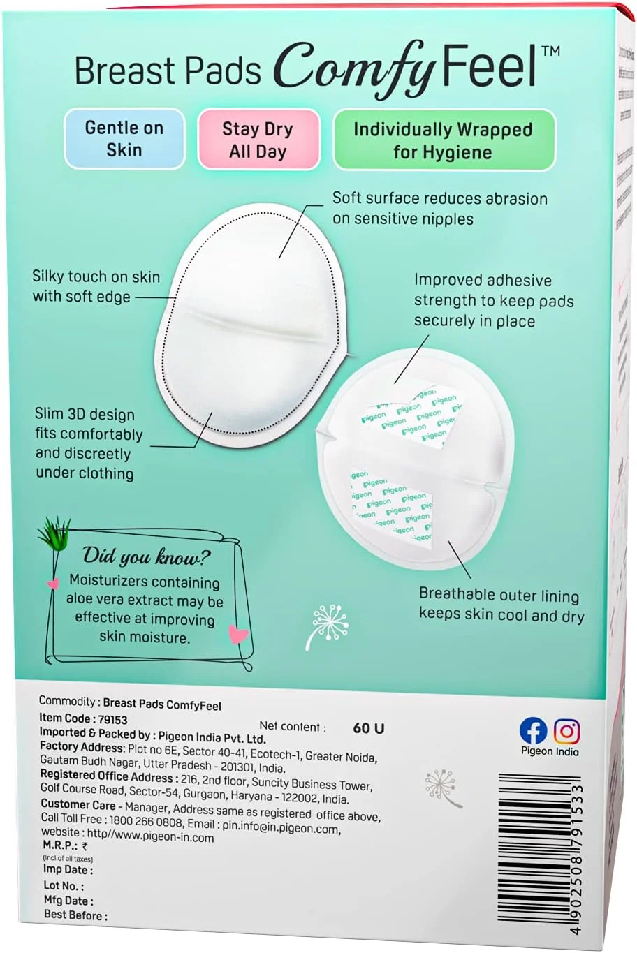 پدهای سینه یکبار مصرف پیigeon، احساس راحتی، 2 برابر نرم تر، ملایم روی پوست، خشک نگه داشتن تمام روز، عصاره آلوئه ورا، تست شده از نظر پوستی، پوشش ضد نشت، سفید، 60 عدد پدهای سینه یکبار مصرف پیigeon، احساس راحتی، 2 برابر نرم تر، ملایم روی پوست، خشک نگه داشتن تمام روز، عصاره آلوئه ورا، تست شده از نظر پوستی، پوشش ضد نشت، سفید، 60 عدد