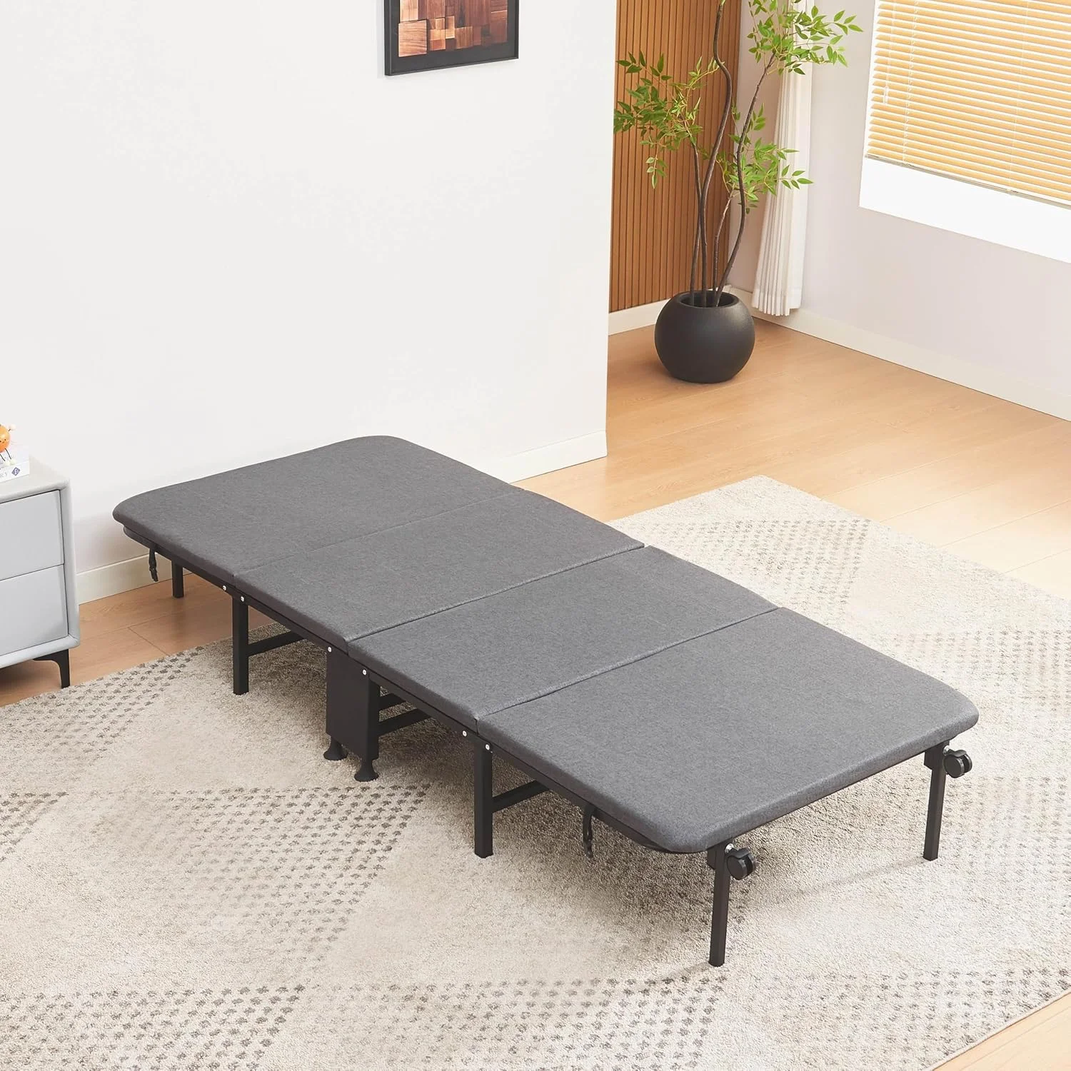 تخت مهمان تاشو فلزی یک نفره Home Box Movo Coda Day به همراه تشک - 80x190 سانتی متر