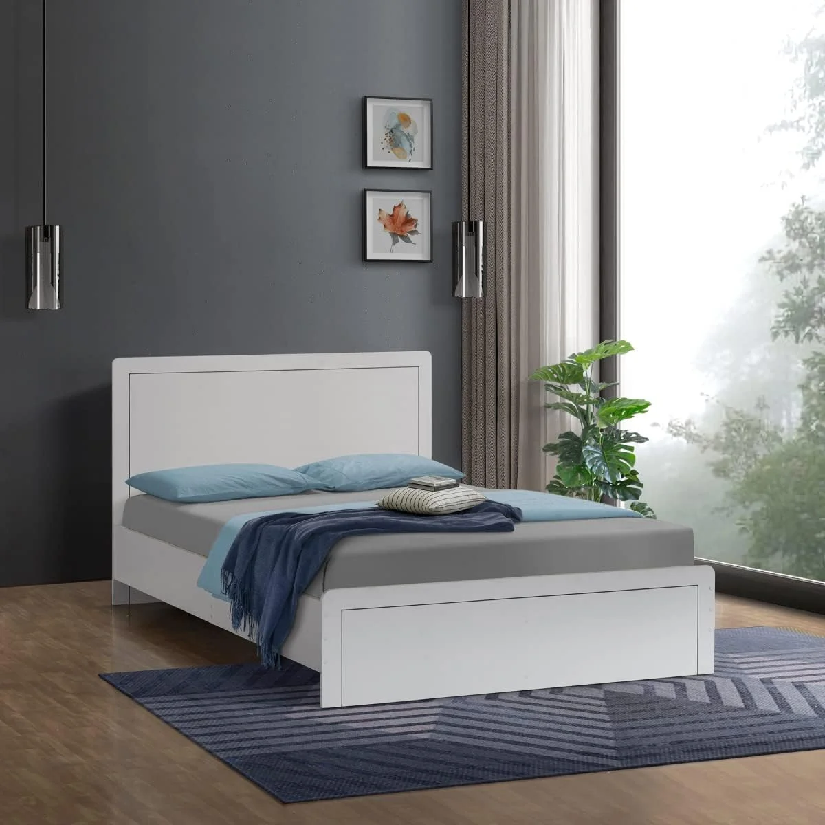 تخت خواب یک نفره هوم باکس مدل Oasis ابعاد 204 X 87.6 X 94.8 سانتی متر رنگ سفید