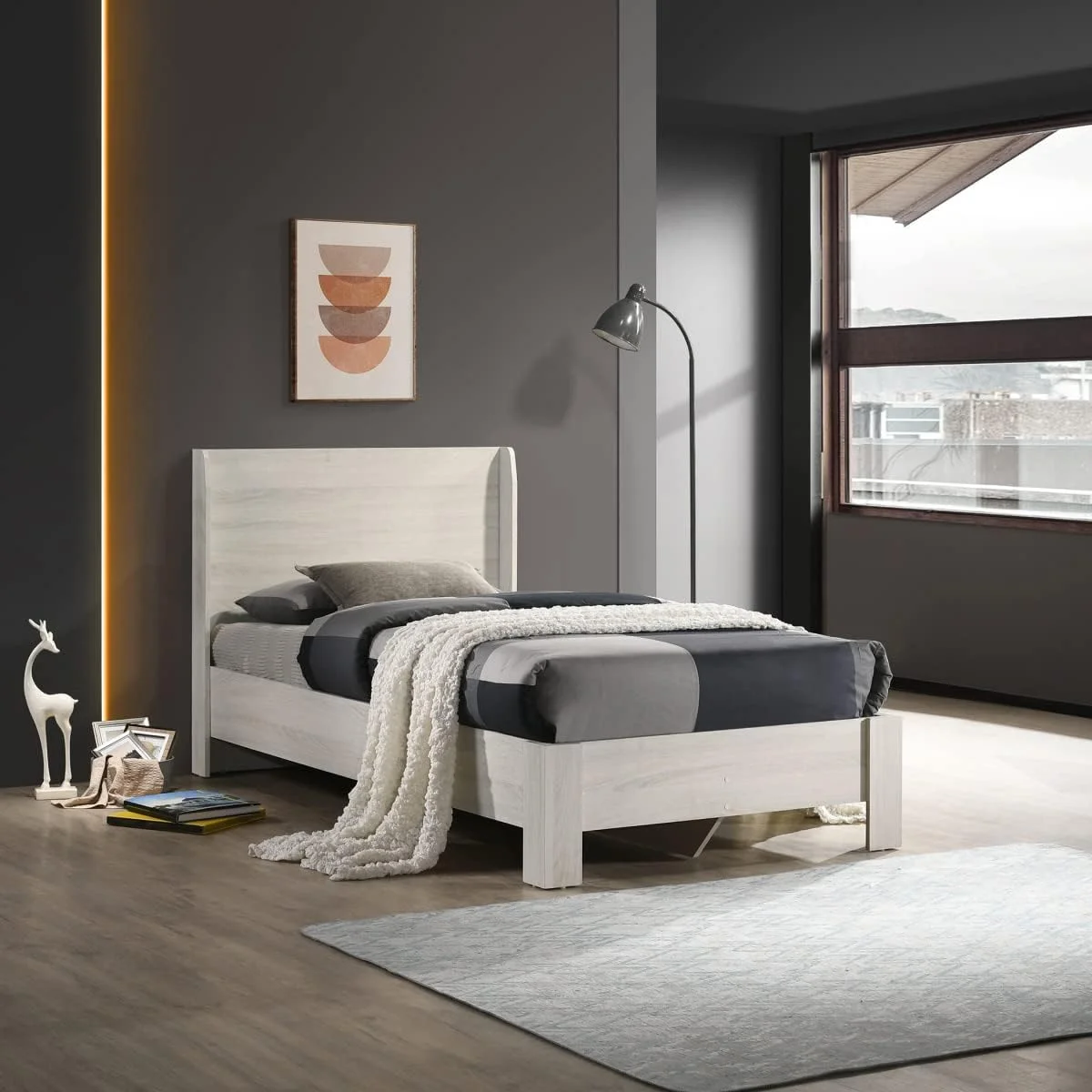 تخت خواب یک نفره هوم باکس مدل بلیر، 196 × 91 × 98 سانتی متر، سفید