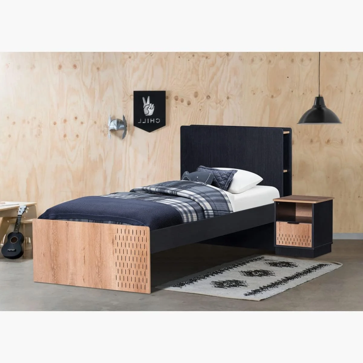 تخت خواب یک نفره کشویی هوم باکس مدل Jordan ابعاد 200 X 24.4 X 94 سانتی متر رنگ مشکی تخت خواب یک نفره کشویی هوم باکس مدل Jordan ابعاد 200 X 24.4 X 94 سانتی متر رنگ مشکی