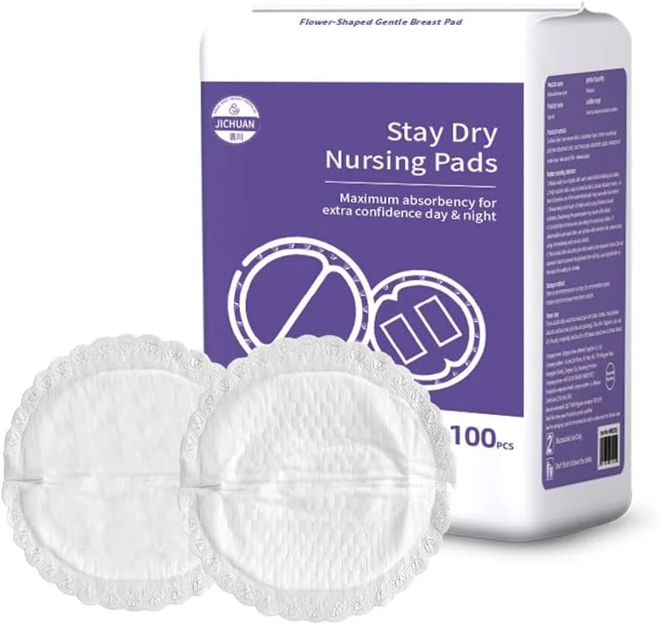 پدهای شیردهی 100 عددی، فوق العاده نازک، نرم و تنفسی، ظرفیت مکش 120 میلی لیتر، پدهای سینه قابل حمل فوق العاده جاذب و تنفسی، ضد نشت، بسته بندی جداگانه برای مادران (شکل صدف)