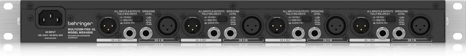 BEHRINGER MDX4600 V2 - کمپرسور/گیت/اکسپندر/لیمیتر 4 کاناله با کیفیت مرجع به همراه تقویت کننده دینامیک و فیلتر Low Contour