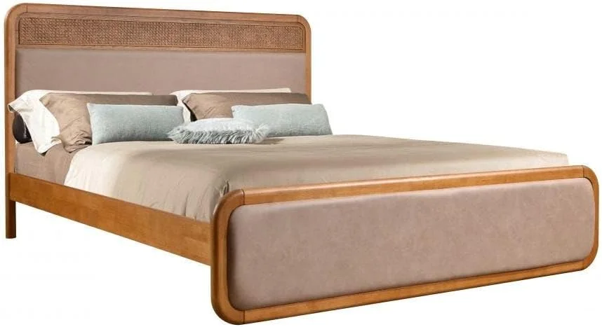 تخت خواب دو نفره دانوب هوم مدل ریتا با ابعاد 180x200 سانتی متر با چوب خیزران طبیعی | طراحی مدرن و مستحکم، مبلمان قاب تخت خواب چوبی | تخت خواب های آرام و راحت | ساخت مالزی، ابعاد: طول 188 x عرض 210 x ارتفاع 120 سانتی متر - بلوط/خیزران