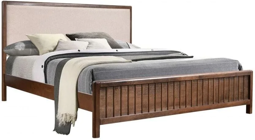 تخت خواب دو نفره کینگ 180x200 مدل تاهیتی Danube Home | طراحی مدرن و مستحکم، قاب تخت خواب چوبی | تخت خواب های آرام و راحت | ساخت مالزی، ابعاد: طول 188 x عرض 210 x ارتفاع 120 سانتی متر - قهوه ای گردویی تیره