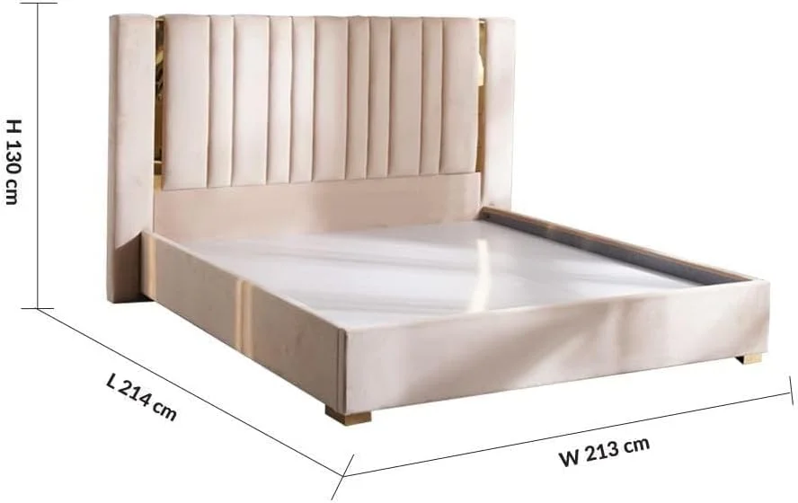 تخت خواب سوپر کینگ 200x200 مدل نیو پولیانا Danube Home | طراحی مدرن و مستحکم، مبلمان قاب تخت خواب دو نفره چوبی | تخت خواب های آرام و راحت (تشک شامل نمی شود) ابعاد L234xW213xH130cm - بژ تخت خواب سوپر کینگ 200x200 مدل نیو پولیانا Danube Home | طراحی مدرن و مستحکم، مبلمان قاب تخت خواب دو نفره چوبی | تخت خواب های آرام و راحت (تشک شامل نمی شود) ابعاد L234xW213xH130cm - بژ