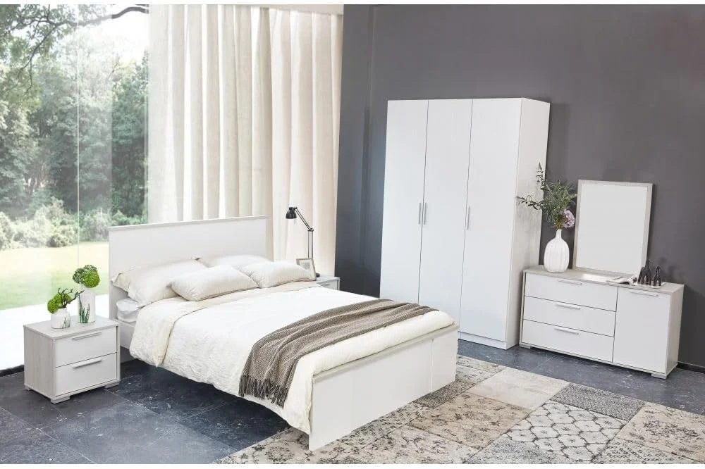 تخت خواب دو نفره 150x200 دانوب هوم مدل Thomas - سفید/بلوط روشن تخت خواب دو نفره 150x200 دانوب هوم مدل Thomas - سفید/بلوط روشن