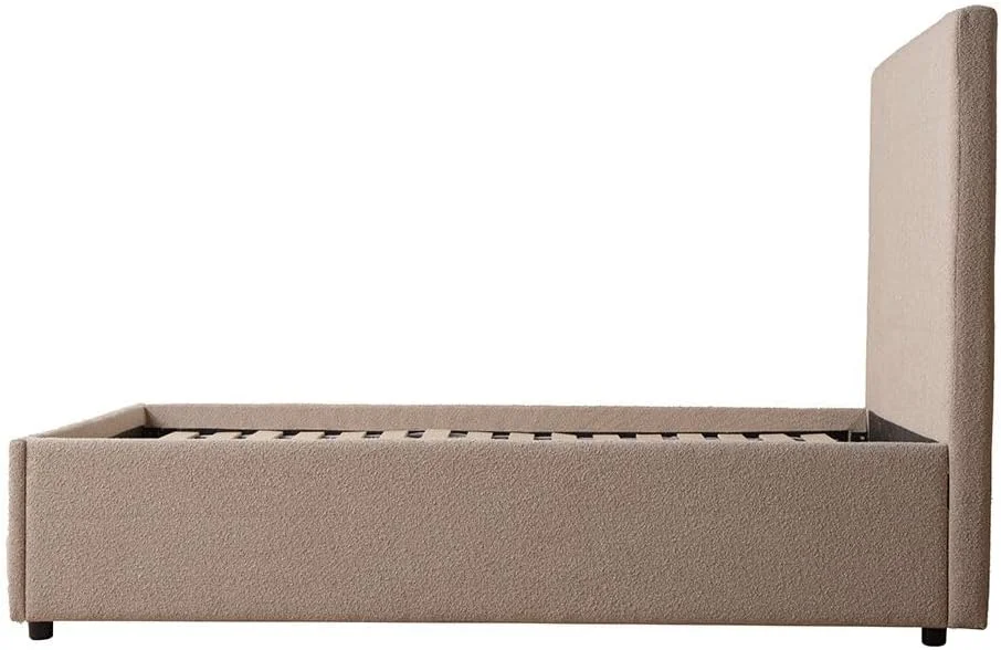 تخت یک نفره روکش دار 120x200 Danube Home Travvy | مبلمان قاب تخت یک نفره چوبی با طراحی مدرن | تخت خواب راحت (تشک شامل نمی شود) L215xW132xH140cm - بژ تیره تخت یک نفره روکش دار 120x200 Danube Home Travvy | مبلمان قاب تخت یک نفره چوبی با طراحی مدرن | تخت خواب راحت (تشک شامل نمی شود) L215xW132xH140cm - بژ تیره