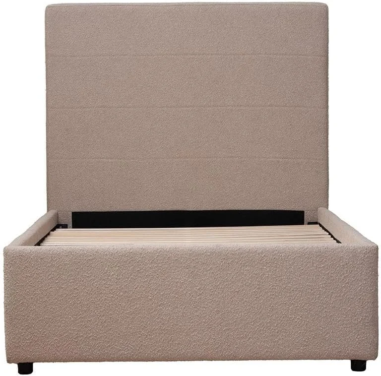 تخت یک نفره روکش دار 120x200 Danube Home Travvy | مبلمان قاب تخت یک نفره چوبی با طراحی مدرن | تخت خواب راحت (تشک شامل نمی شود) L215xW132xH140cm - بژ تیره تخت یک نفره روکش دار 120x200 Danube Home Travvy | مبلمان قاب تخت یک نفره چوبی با طراحی مدرن | تخت خواب راحت (تشک شامل نمی شود) L215xW132xH140cm - بژ تیره