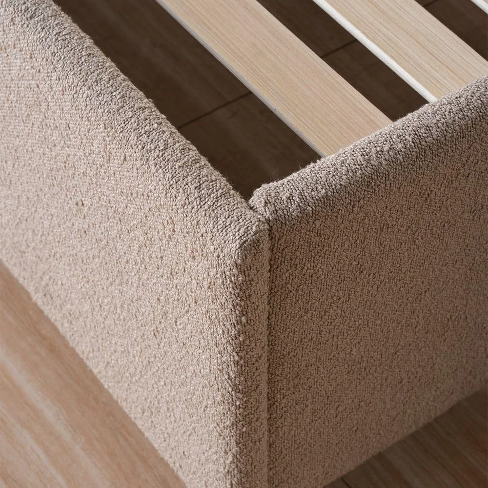 تخت یک نفره روکش دار 120x200 Danube Home Travvy | مبلمان قاب تخت یک نفره چوبی با طراحی مدرن | تخت خواب راحت (تشک شامل نمی شود) L215xW132xH140cm - بژ تیره تخت یک نفره روکش دار 120x200 Danube Home Travvy | مبلمان قاب تخت یک نفره چوبی با طراحی مدرن | تخت خواب راحت (تشک شامل نمی شود) L215xW132xH140cm - بژ تیره