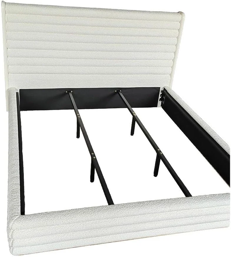 تخت خواب کینگ سایز روکش دار 180x200 دانوب هوم مدل Brita | طراحی مدرن و مقاوم، مبلمان قاب تخت خواب دو نفره چوبی | تخت خواب های آرام و راحت L203.2xW217xH120cm - سفید مایل به کرم / بژ تخت خواب کینگ سایز روکش دار 180x200 دانوب هوم مدل Brita | طراحی مدرن و مقاوم، مبلمان قاب تخت خواب دو نفره چوبی | تخت خواب های آرام و راحت L203.2xW217xH120cm - سفید مایل به کرم / بژ
