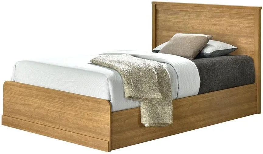 تخت خواب یک نفره زیرکوی 120x200 دانوب هوم با فضای ذخیره سازی زیر تخت | طراحی مدرن و مستحکم مبلمان قاب تخت خواب چوبی یک نفره | تخت خواب های آرام و راحت L 129 x W 209.8 x H 102.6 سانتی متر - بلوط قهوه ای