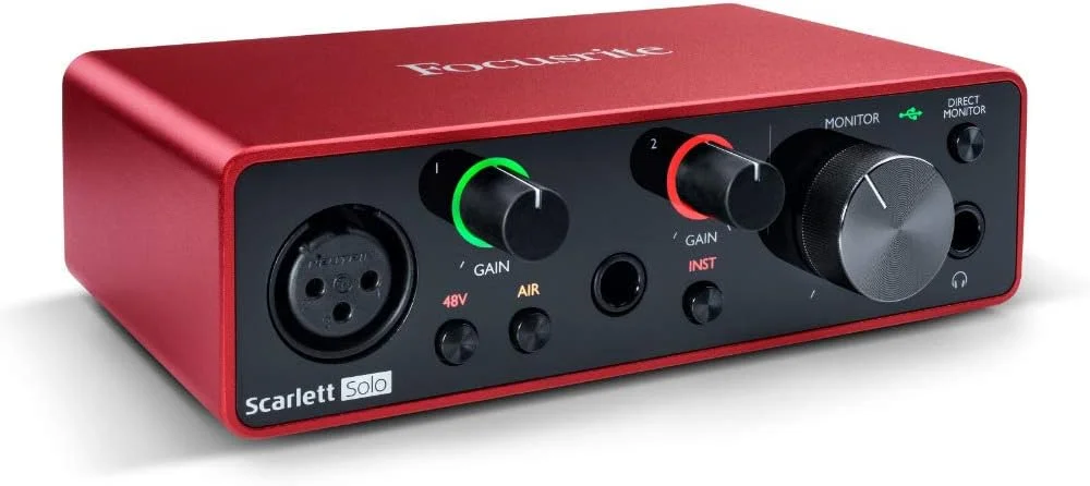 باندل کارت صدای USB Focusrite Scarlett Solo نسل سوم به همراه هدفون مانیتورینگ استودیویی پشت بسته و کابل XLR 25 فوتی (3 قطعه) باندل کارت صدای USB Focusrite Scarlett Solo نسل سوم به همراه هدفون مانیتورینگ استودیویی پشت بسته و کابل XLR 25 فوتی (3 قطعه)