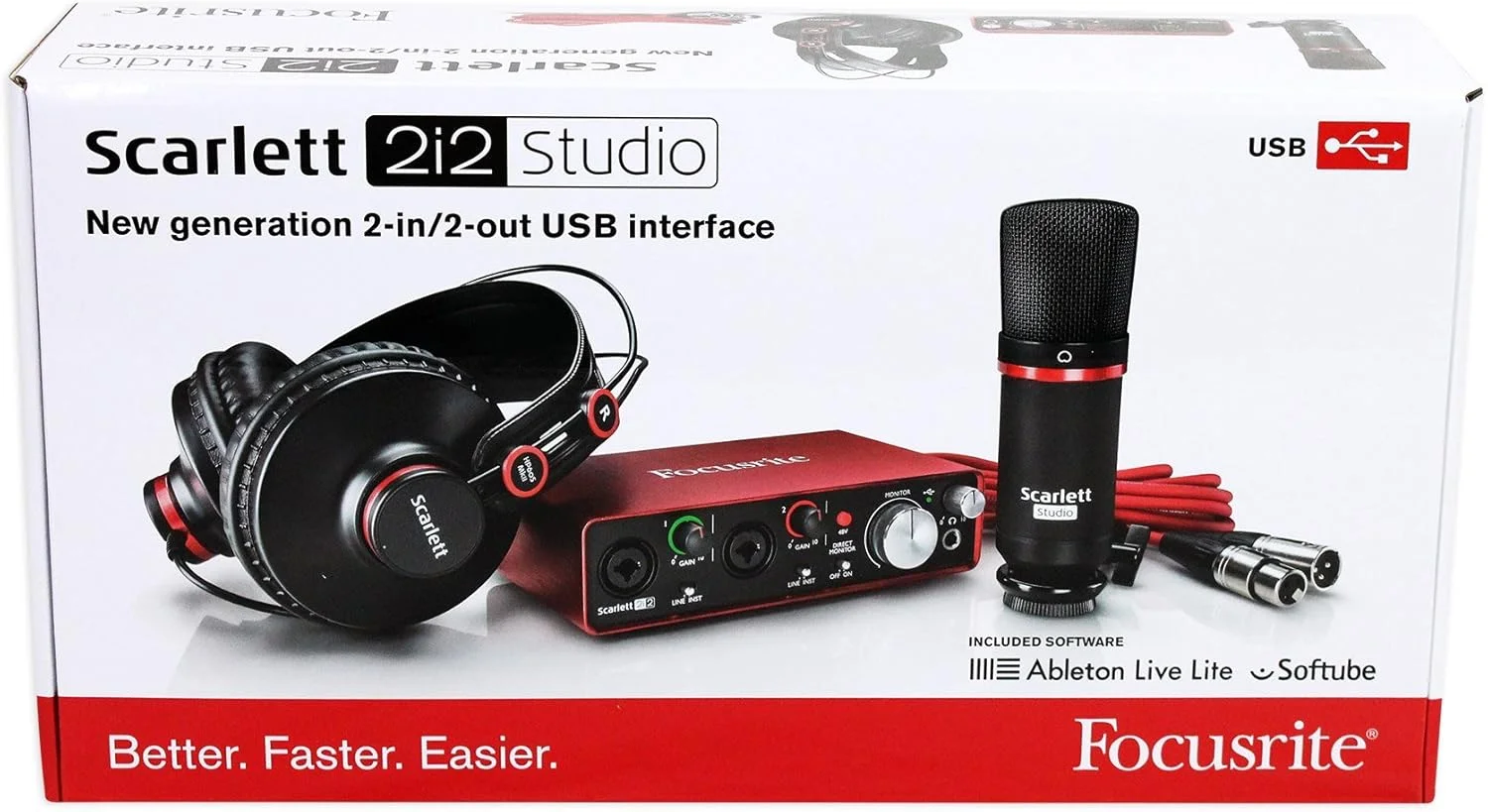 پکیج استودیویی کارت صدا Focusrite Scarlett 2i2 Studio (نسل دوم) USB به همراه نرم افزار Pro Tools | First پکیج استودیویی کارت صدا Focusrite Scarlett 2i2 Studio (نسل دوم) USB به همراه نرم افزار Pro Tools | First