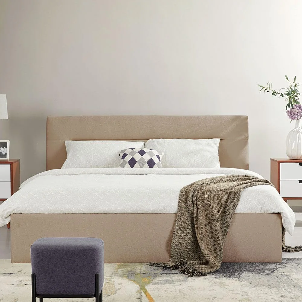 تخت خواب کینگ 180x200 دانوب هوم مدل Hendrix با فضای ذخیره سازی هیدرولیک - طوسی مایل به قهوه ای