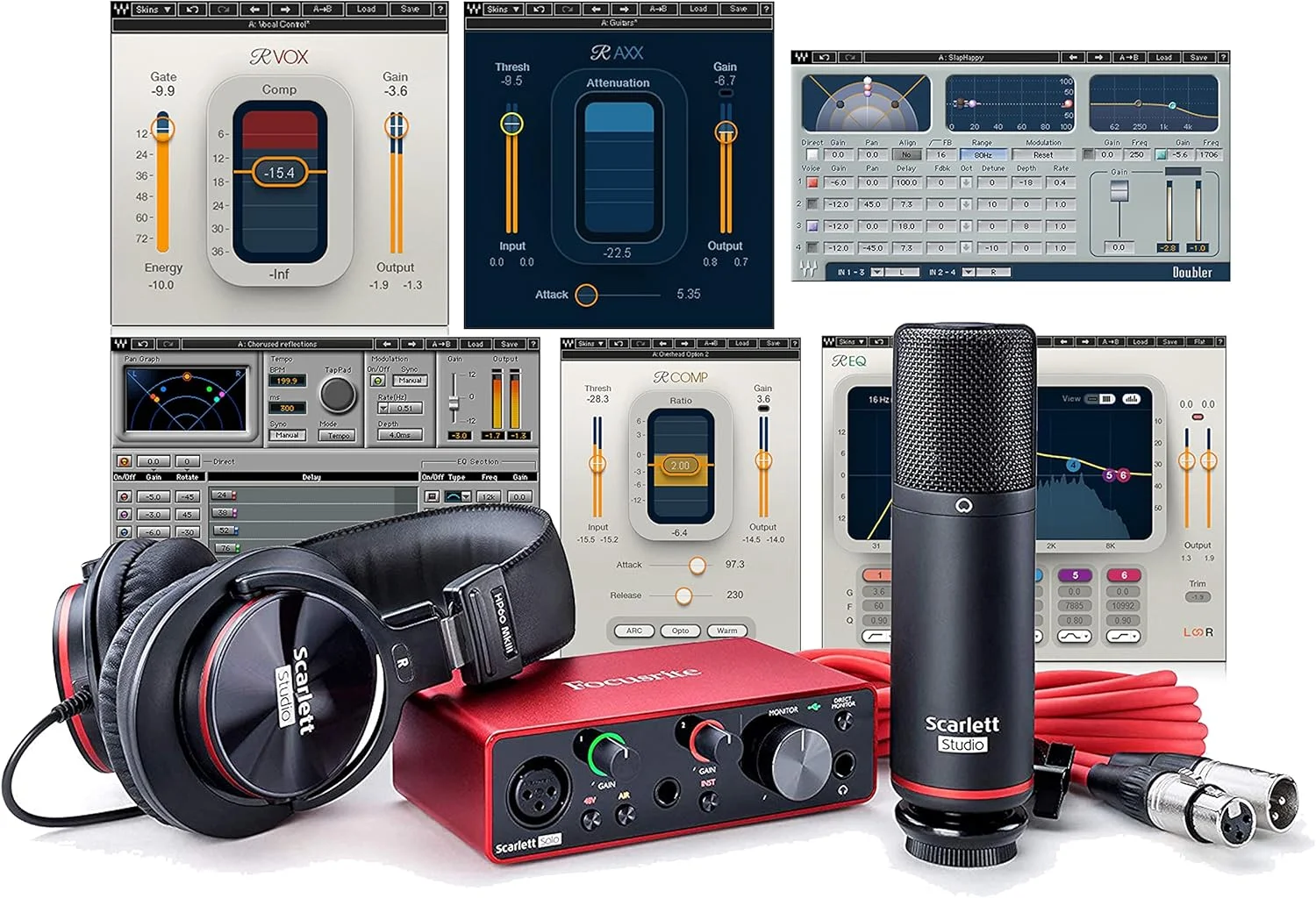کارت صدای USB استودیویی Focusrite Scarlett Solo (نسل سوم) به همراه بسته نرم افزاری Waves Musicians 2 Plugins