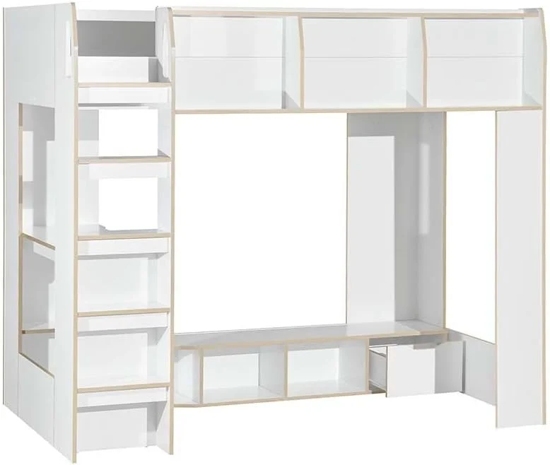 تخت خواب دو طبقه با میز تحریر و فضای ذخیره سازی Kinder 90X190 Danube Home | طراحی مدرن و مقاوم، مبلمان تخت یک نفره چوبی | ساخت مالزی، ابعاد L195.4xW113xH170 سانتی متر - سفید و بلوط سونوما تخت خواب دو طبقه با میز تحریر و فضای ذخیره سازی Kinder 90X190 Danube Home | طراحی مدرن و مقاوم، مبلمان تخت یک نفره چوبی | ساخت مالزی، ابعاد L195.4xW113xH170 سانتی متر - سفید و بلوط سونوما