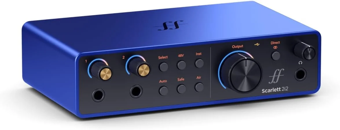 کارت صدای USB Focusrite Scarlett 2i2 نسخه سالگرد - نسخه محدود با 2 ورودی/خروجی برای ضبط، آهنگسازی، استریم و پادکست - شامل تمام نرم افزارهای مورد نیاز برای ضبط