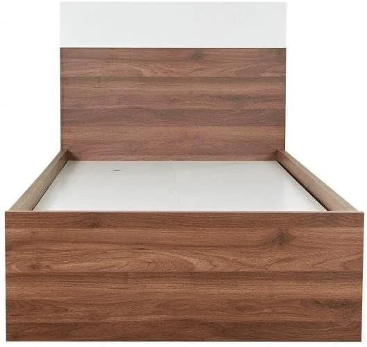 تخت خواب یک نفره آلانو Danube Home (90x190 سانتی متر) | تخت خواب چوبی یک نفره با طراحی مدرن، قوی و مستحکم | قاب تخت خواب بی صدا و راحت - گردویی تیره / سفید