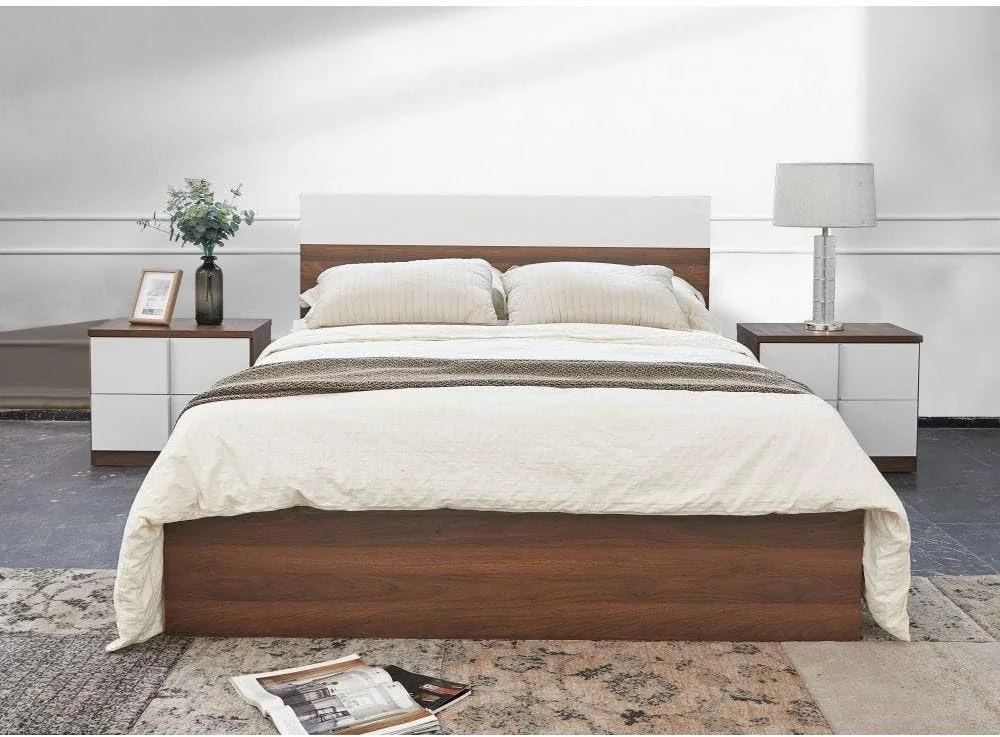 تخت خواب یک نفره آلانو Danube Home (90x190 سانتی متر) | تخت خواب چوبی یک نفره با طراحی مدرن، قوی و مستحکم | قاب تخت خواب بی صدا و راحت - گردویی تیره / سفید تخت خواب یک نفره آلانو Danube Home (90x190 سانتی متر) | تخت خواب چوبی یک نفره با طراحی مدرن، قوی و مستحکم | قاب تخت خواب بی صدا و راحت - گردویی تیره / سفید