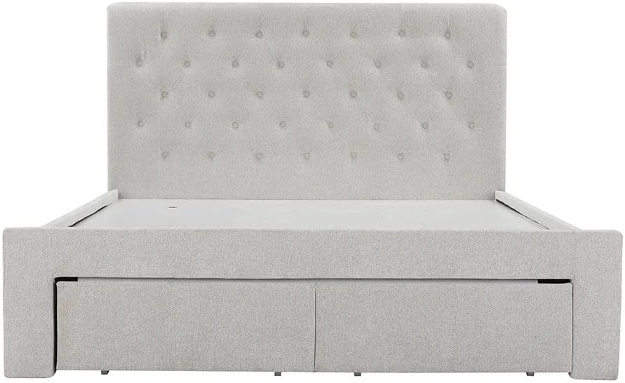 تخت خواب دو نفره 150x200 دانوب هوم مدل Bacia با 2 کشو جلویی - خاکستری روشن تخت خواب دو نفره 150x200 دانوب هوم مدل Bacia با 2 کشو جلویی - خاکستری روشن