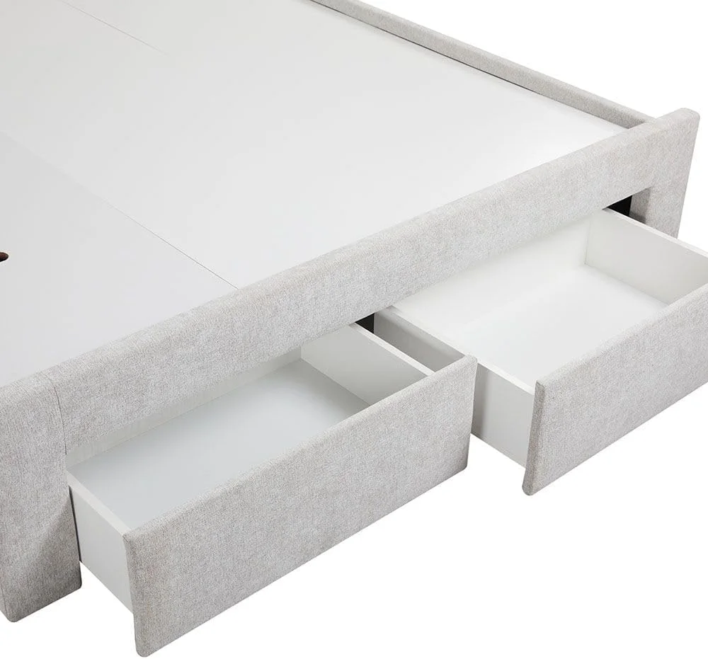 تخت خواب دو نفره 150x200 دانوب هوم مدل Bacia با 2 کشو جلویی - خاکستری روشن تخت خواب دو نفره 150x200 دانوب هوم مدل Bacia با 2 کشو جلویی - خاکستری روشن