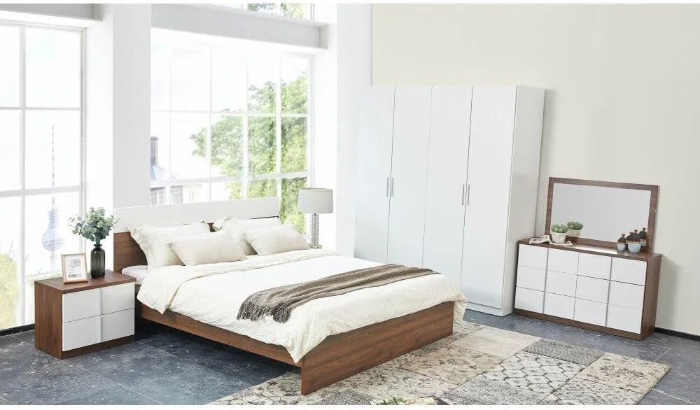 تخت خواب دو نفره کینگ 180x200 مدل آلانو Danube Home | طراحی مدرن و مستحکم، قاب تخت خواب چوبی | تخت خواب بی صدا و راحت، ابعاد 205x185x90 سانتی متر - گردویی تیره / سفید چند رنگ تخت خواب دو نفره کینگ 180x200 مدل آلانو Danube Home | طراحی مدرن و مستحکم، قاب تخت خواب چوبی | تخت خواب بی صدا و راحت، ابعاد 205x185x90 سانتی متر - گردویی تیره / سفید چند رنگ