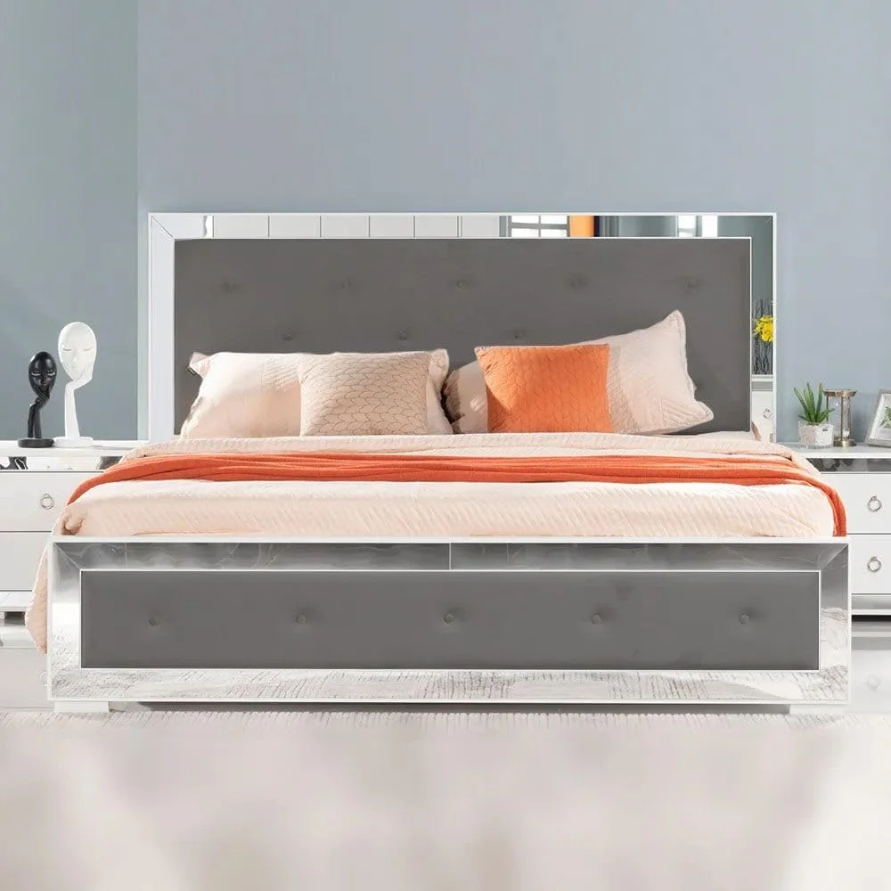 تخت خواب سوپر کینگ 200x200 مدل Ezekiel از Danube Home | طراحی مدرن و مستحکم، مبلمان قاب تخت خواب دو نفره چوبی | تخت خواب های آرام و راحت (تشک شامل نمی شود) ابعاد: طول 212xعرض 209.5xارتفاع 120 سانتی متر - سفید/نقره ای تخت خواب سوپر کینگ 200x200 مدل Ezekiel از Danube Home | طراحی مدرن و مستحکم، مبلمان قاب تخت خواب دو نفره چوبی | تخت خواب های آرام و راحت (تشک شامل نمی شود) ابعاد: طول 212xعرض 209.5xارتفاع 120 سانتی متر - سفید/نقره ای
