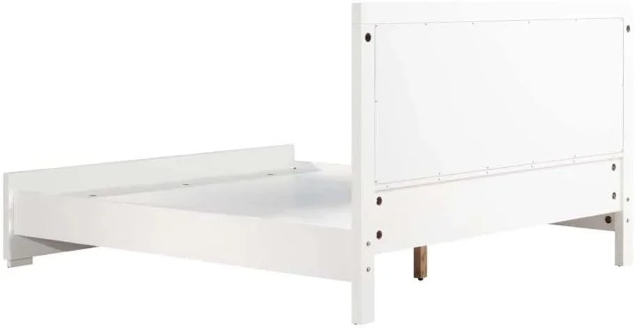 تخت خواب سوپر کینگ 200x200 مدل Ezekiel از Danube Home | طراحی مدرن و مستحکم، مبلمان قاب تخت خواب دو نفره چوبی | تخت خواب های آرام و راحت (تشک شامل نمی شود) ابعاد: طول 212xعرض 209.5xارتفاع 120 سانتی متر - سفید/نقره ای
