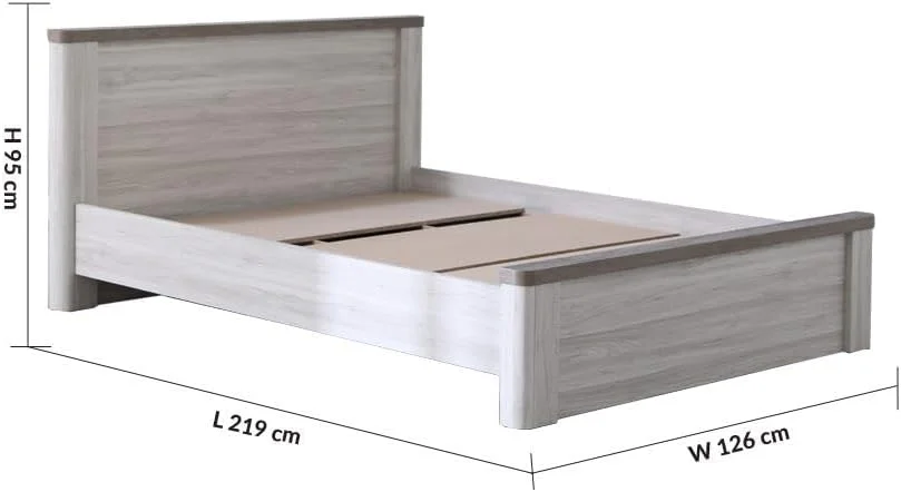 تخت خواب یک نفره دانوب هوم مدل Olivos (120x200 سانتی متر) | تخت خواب چوبی یک نفره با طراحی مدرن، قوی و مستحکم | قاب تخت خواب بی صدا و راحت L 219 x W 126 x H 95 سانتی متر - خاکستری/بلوطی تخت خواب یک نفره دانوب هوم مدل Olivos (120x200 سانتی متر) | تخت خواب چوبی یک نفره با طراحی مدرن، قوی و مستحکم | قاب تخت خواب بی صدا و راحت L 219 x W 126 x H 95 سانتی متر - خاکستری/بلوطی