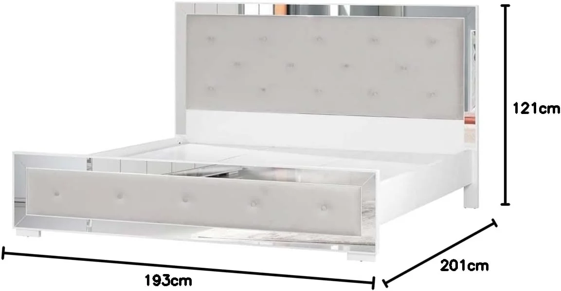 تخت خواب دو نفره بدون باکس دانوب هوم مدل Ezekiel سایز کینگ (180x200 سانتی متر) | فریم تخت خواب چوبی مدرن، قوی و محکم | تخت خواب راحت و بی صدا - سفید/نقره ای تخت خواب دو نفره بدون باکس دانوب هوم مدل Ezekiel سایز کینگ (180x200 سانتی متر) | فریم تخت خواب چوبی مدرن، قوی و محکم | تخت خواب راحت و بی صدا - سفید/نقره ای