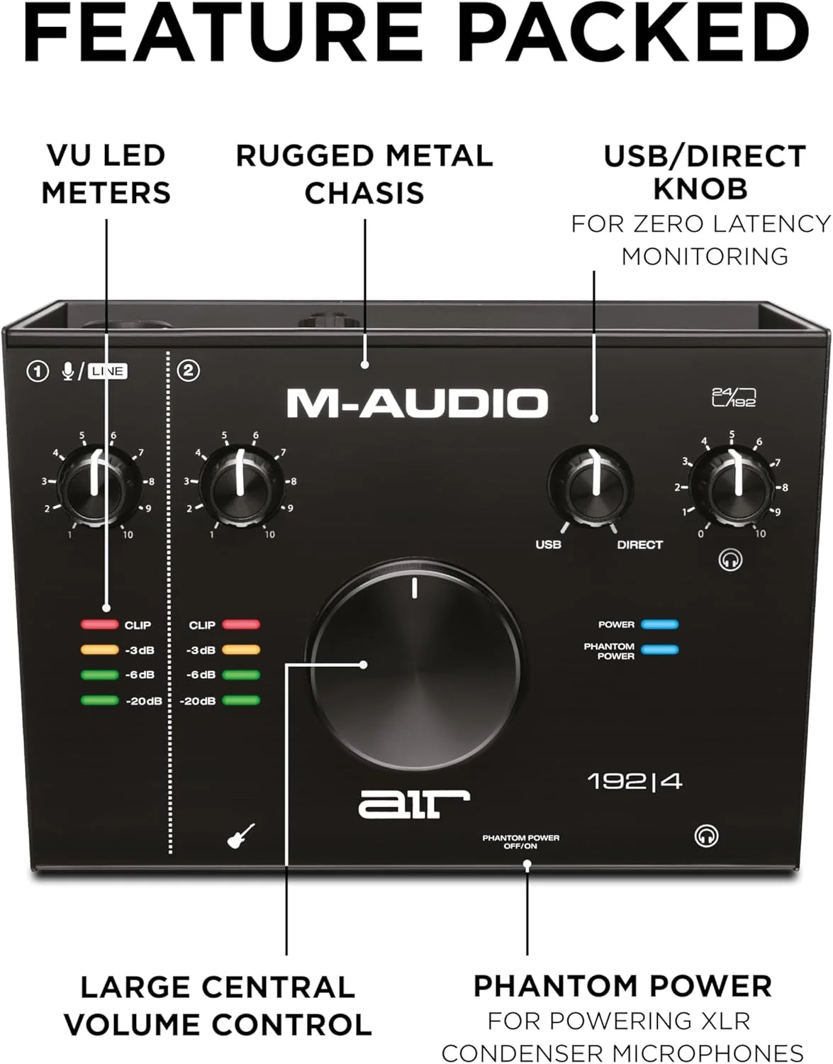 کارت صدای M-Audio Air 192|4 - رابط صوتی USB 2 ورودی/2 خروجی به همراه نرم افزار ضبط صدا از Protools و Ableton Live به علاوه افکت های استودیویی و سازهای مجازی کارت صدای M-Audio Air 192|4 - رابط صوتی USB 2 ورودی/2 خروجی به همراه نرم افزار ضبط صدا از Protools و Ableton Live به علاوه افکت های استودیویی و سازهای مجازی